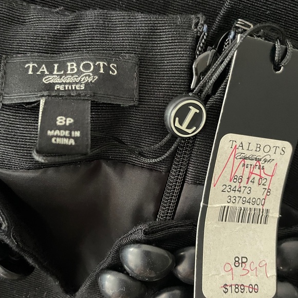 NWT Talbots Size 8P Petites Black Sleeveless Shift Dress Embellished Neckline - Picture 8 of 10